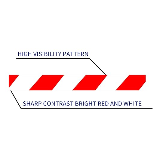 TAPEBEAR Hazard Caution Tape, 2inch x 150 Feet(50yds) Self Adhesive Warning Tape for Steps, High Visibility White&Red Tape for Halloween Outdoor Construction Warning, Danger Zone, 5Rolls