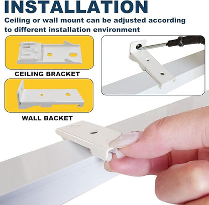 Retractable Curtain Track System, 3.6-5.9ft/43.3-70.9in Ceiling & Wall Mounting Aluminum Heavy Duty Track for Curtains with Silent Rollers, Adjustable Rod Rail for Room Divider/Shower/Living Room