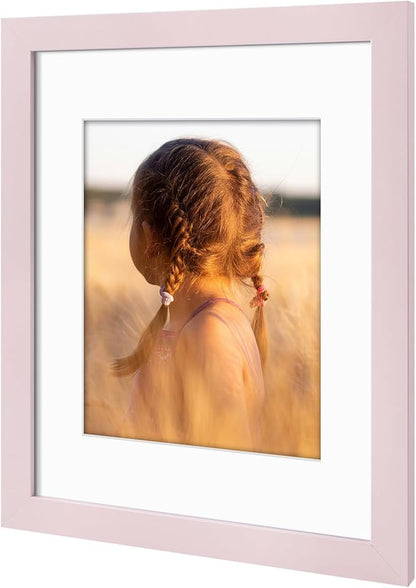 Golden State Art, 8x10 Picture Frame with Mat for 5x7 Photo - High Definition Glass Wall Mounting or Tabletop Display (Pink, 1 Pack)