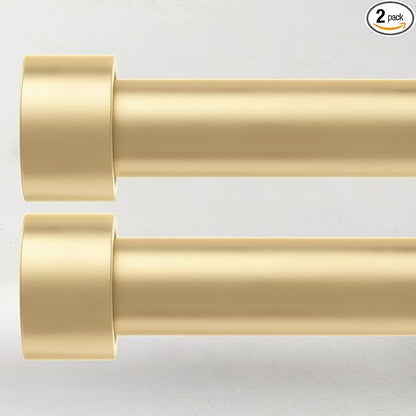 2 Pack Curtain Rods for Windows 28 to 48 Inch(2.3-4ft), 1 Inch Gold Curtain Rods Set, Adjustable Heavy Duty Curtain Rod for Patio Bedroom Living Room, Modern Drapery Rods, Size 32"- 60"