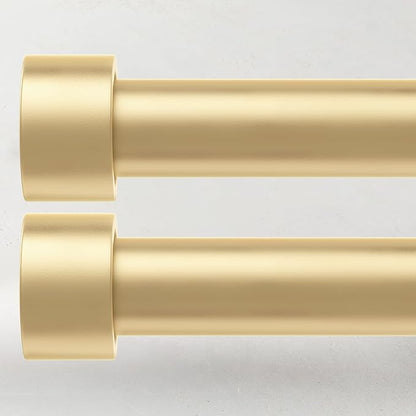 2 Pack Curtain Rods for Windows 66 to 120 Inch(5.5-10ft), 1 Inch Gold Heavy Duty Curtain Rods Set, Adjustable Extra Long Curtain Rod for Patio Bedroom, Outdoor Drapery Rods, Size 32"- 120"