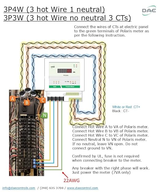 DAE P204-400 KIT, 400A, UL kWh Smart Submeter, 3 Phase, 120/208V, 3 Split Core CTs (Inner Dia. 1.38 inch)