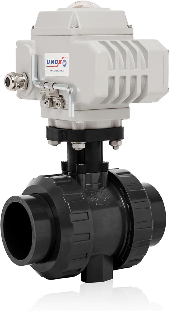 Unox 110V AC Electric Actuated Ø20 (1/2") U-PVC Ball Valve, Motorized Ball Valve For Water - PN16