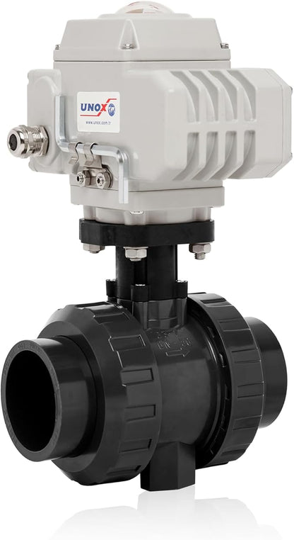 Unox 110V AC Electric Actuated Ø25 (3/4") U-PVC Ball Valve, Motorized Ball Valve For Water - PN16