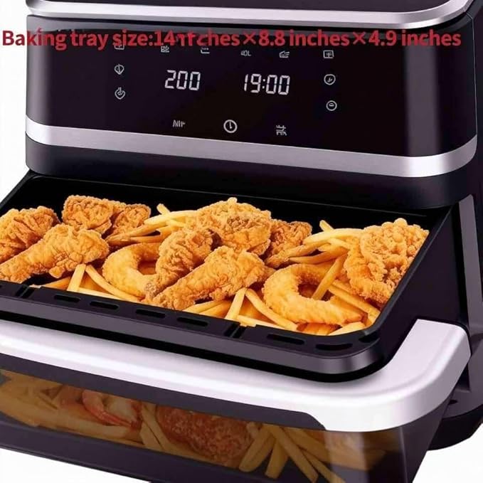 6-in-1 Stainless Steel Smart Air Fryer 11-Quart Extra-Large Capacity 360° Hot Air Circulation Rack Rapid Airflow Ideal for home frying, baking, roasting, and other diverse cooking needs.