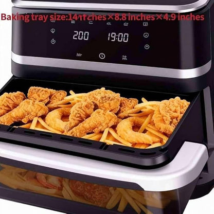 6-in-1 Stainless Steel Smart Air Fryer 11-Quart Extra-Large Capacity 360° Hot Air Circulation Rack Rapid Airflow Ideal for home frying, baking, roasting, and other diverse cooking needs.