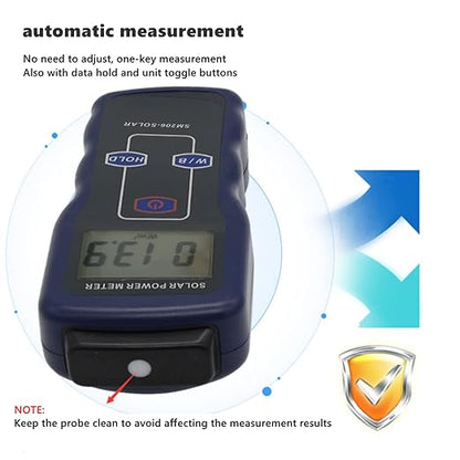Digital Solar Power Meter, Sun Light Energy Measuring Tester for Testing Car Window Performance, Handheld Portable Sunlight Intensity Meter, W/m2 Meter
