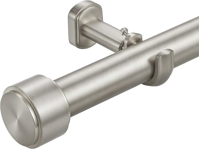 Heavy Duty Curtain Rods,1 1/4" Large Diameter Premium Nonadjustable Curtain Rod,72in/6ft Custom Window Treatment Rods with Durable Aluminum Brackets and End Caps,Brushed Nickel Finish