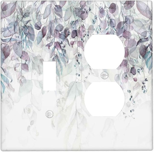 Hazy Leaves Ivy Nature Plants Eucalyptus Leave Wallplates 1 Toggle 1 Duplex Switch Plate Electrical GFCI Faceplate Decorative Light Switch Covers for Bedroom Home Decor