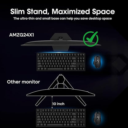 Amzfast 24 Inch Gaming Monitor 180Hz 200Hz FHD 1080p Computer Monitor, 1ms Adaptive Sync, 3000:1, 129% sRGB HDR Display, Eye Care VESA 75x75 Metal Stand HDMI 2.0 | DP 1.4, AMZG24X1