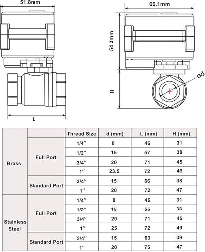 U.S. Solid 1" Motorized Ball Valve 85-265V AC Brass Electrical Ball Valve, 2 Wire Auto Return Setup Normally Closed