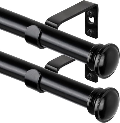 TONIAL 2 Pack Curtain Rods for Windows 48 to 84 Inch, Telescoping Splicing 3/4 Inch Single Rods for Windows Decorative Drapery Rod 32 to 86 with Small Finial, Black