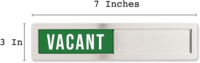 Stainless Steel Vacant/Occupied Privacy Sign for In Out Office Room Use, Vacant and Occupied Bathroom or Business Indicator Signs - Green & Red Professional Design