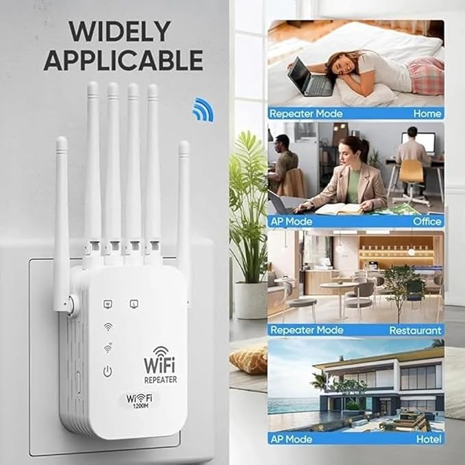1200M WiFi Extender 6-Antenna Strong Signal, Directional WiFi Antenna Signal Booster and Amplifier, Wireless Repeater Extender with Ethernet Port for PC, Outdoor Coverage, Enhanced Network Range(1pc)