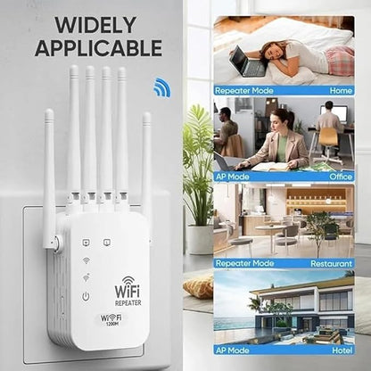 1200M WiFi Extender 6-Antenna Strong Signal, Directional WiFi Antenna Signal Booster and Amplifier, Wireless Repeater Extender with Ethernet Port for PC, Outdoor Coverage, Enhanced Network Range(2pcs)