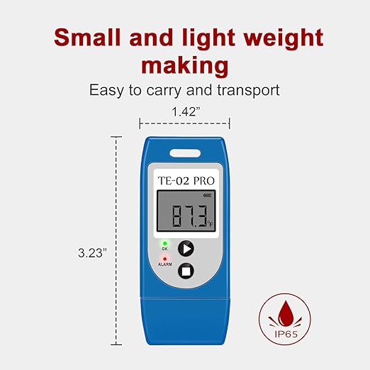 Temperature Data Logger, TE-02PRO 10PCS Multi-Use USB Temperature Recorder with 32000 Readings, Auto PDF & CSV Reports, LED Alert Indicator, 1-Year Battery Life, Calibration Certified