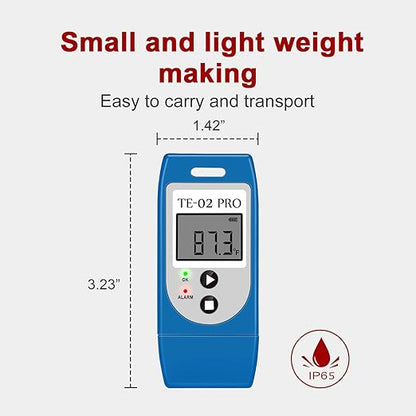 Temperature Data Logger, TE-02PRO 10PCS Multi-Use USB Temperature Recorder with 32000 Readings, Auto PDF & CSV Reports, LED Alert Indicator, 1-Year Battery Life, Calibration Certified