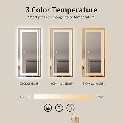 WTTY 72''x36'' LED Bathroom Mirror with Lights, Large Dimmable Led Mirror for Bathroom with Front + Backlight, Lighted Bathroom Vanity Mirror for Wall with Anti-Fog, Memory, Shatter-Proof, ETL Listed