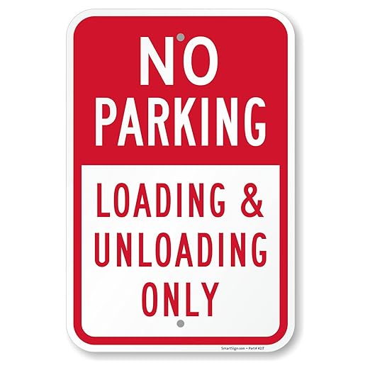 SmartSign Basics 18 x 12 inch “No Parking - Loading And Unloading Only” Metal Sign, 120 mil Aluminum Composite (ACM), Engineer Grade Reflective Material, Red and White, Made in USA