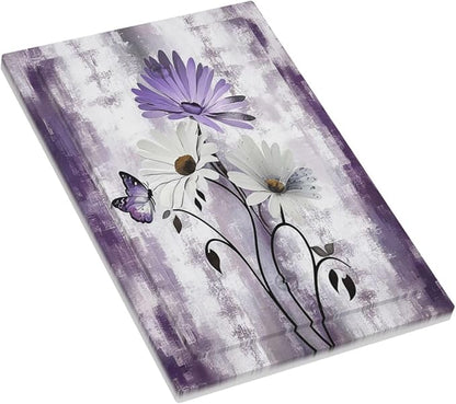 Purple Daisy White Floral Butterfly Flowers 1-Gang No Device Blank Wallplate Electrical Light Switch Covers Decorative Receptacle Face Plate Cover for Bathroom 5 X 3 IN