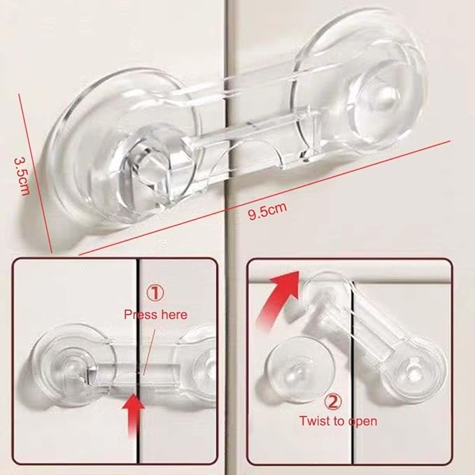 Cabinet Door Locks for Baby Proof and Child Safety, Fridge Locks for Kids,Cabinet Locks with Adhesive for Drawer Cupboards Fridge Oven Closet and Pantry, Childproof Door Latch (Transparent, 10 PCS)