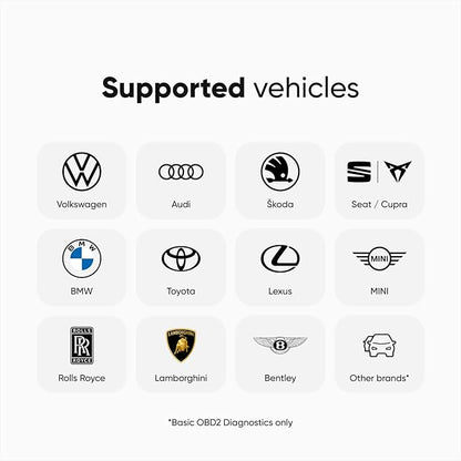 OBDeleven OBD2 Diagnostic Tool Scanner for Audi Seat Cupra Skoda Volkswagen BMW Mini Toyota (Android & iOS, Next Gen Device)