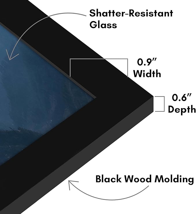 Americanflat 10x15 Picture Frame with Shatter-Resistant Glass - Signature Collection - Gallery-Style Frames Made of Engineered Wood - Photo Frame for Wall Display - Black
