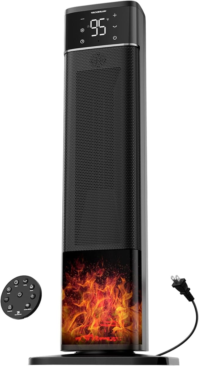 32.3" Portable Space Heaters for Indoor Use Large Room, 1500W Tower Electric Space Heater with 3D Flame, PTC Ceramic Space Heaters with Remote