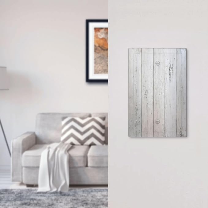 Rustic White Grey Wood Grain Light Switch Cover Plate 1 Gang No Device Blank Decorative Switch Plate Electrical Wall Plates Faceplate for Bedroom Bathroom Decor