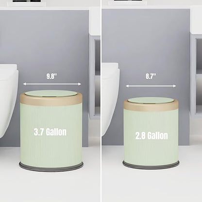 URALFA 2Pack Automatic Bathroom Trash Can, Touchless Motion Sensor Garbage Can with Lid, Smart Dog Proof Trash Bin, Plastic Wastebasket for Bedroom, Office, Living Room, 2.8 Gallon+3.7 Gallon (Green)