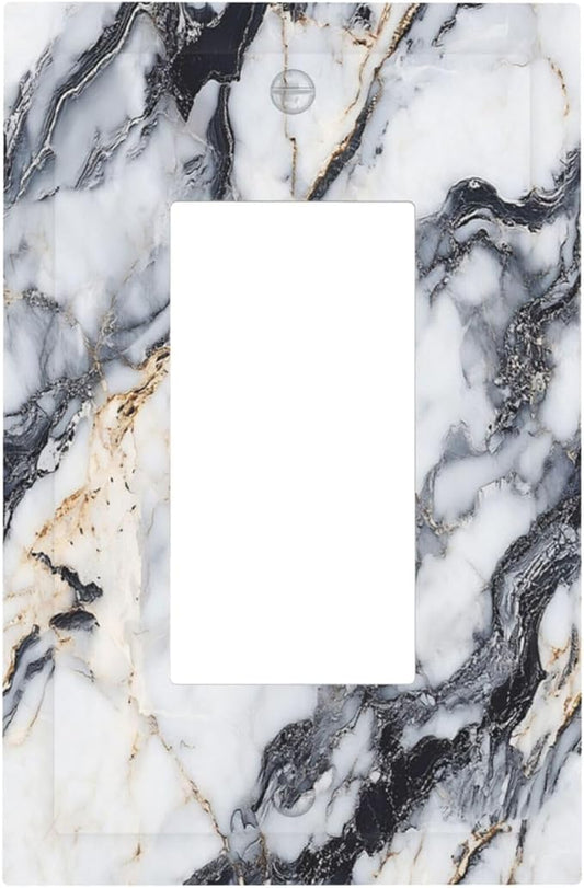 Decorative Outlet Covers Black Gold Marble Abstract Modern Luxury 1 Gang Single Rocker Light Switch Cover Plate GFCI Wall Plates Electrical Switch Plate Cover for Bedroom Home Decor