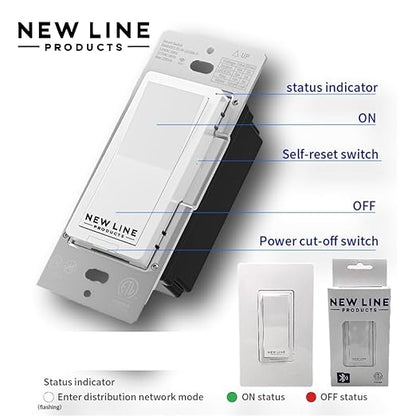 WiFi Bluetooth Smart Light Switch with APP Control Compatible with Alexa and Google Home Voice Control Touch Control Power Cut Off Easy Wall Install Works with Smart Life Tuya Remote Timer