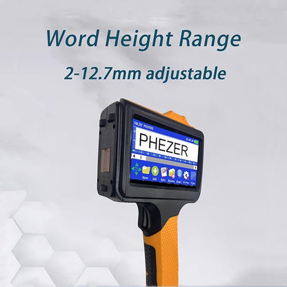 Phezer P19 Handheld Inkjet Printer for Any Surface, Portable 360° All-Round Coding Machine Print Height 2-12.7mm for Date/Time/Barcode/QR Code/Logo, with Cartridge(Anti-Slip Handle, Upgrade Version)