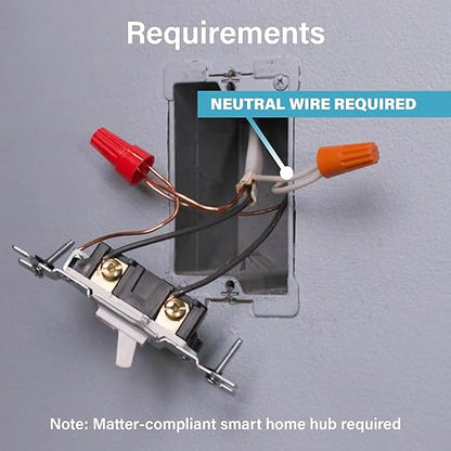 Legrand Wi-Fi Matter Smart Switch, Effortless Setup, Enhanced Compatibility with Apple HomeKit, Google Home, Alexa & SmartThings, Easy Wi-Fi Connectivity with Matter, Pack of 1