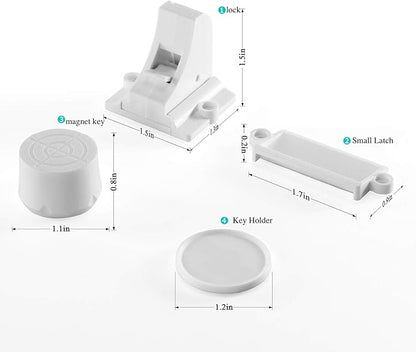 Vmaisi Adhesive Magnetic Locks for Cabinets & Drawers (32 Locks and 4 Keys)