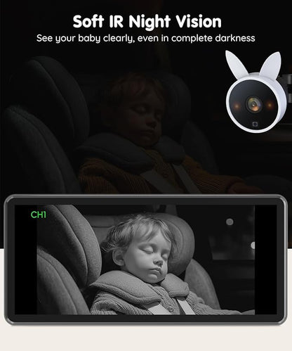 Babyvue BV3PRO 7.2" Dual Car Camera Baby Monitor, 1080P HD Split Screen, IR Night Vision, Double Car Camera for 2 Baby, Easy Setup for Carseat, Perfect for Family Travel, Pet Friendly