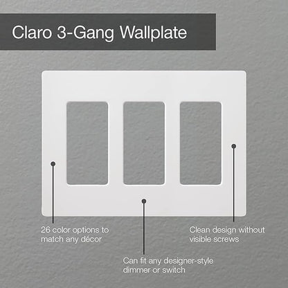 Lutron Claro 3 Gang Decorator/Rocker Wallplate, Satin, Biscuit (1-Pack) | SC-3-BI