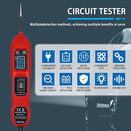 Car Circuit Tester,Multifunctional Component Activation Electrical Voltage Circuit Tester with LCD Display, 3.5-36V AC/DC Power Tester Digital Display Short Circuit Finder for Continuity Testing