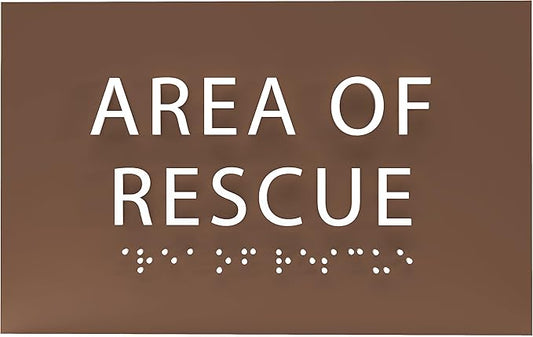 6" X4" Area of Rescue Sign - ADA Compliant Tactile Graphics Grade 2 Braille Text Wall Sign | Emergency Assistance, Refuge Place Sign for Schools, Offices, Apartments & Restaurants