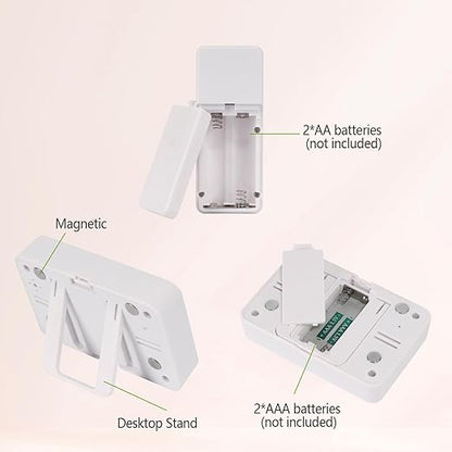 Refrigerator Thermometer, Digital Freezer Thermometer with 2 Wireless Temperature Monitor Sensors, Big LCD Display, Min/Max, Audible Alarm for Home Restaurants Fridge