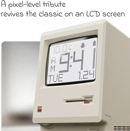 Maclock WB-8 Retro Pixel Alarm Clock, 1984 80s Computer Style Electronic Digital Clock with Large LCD Display, USB Desk Clock for Bedroom, Multiple Alarms, Calendar, Temperature, Adjustable Brightness