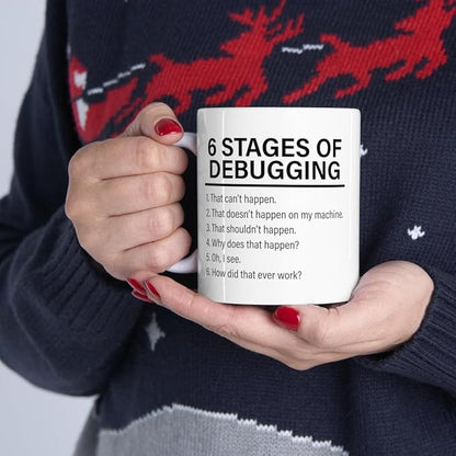 Panvola Personalized Stages Of Debugging Customized Computer Programmer IT Coder Programming Student Teacher Ceramic Coffee Mug 11oz