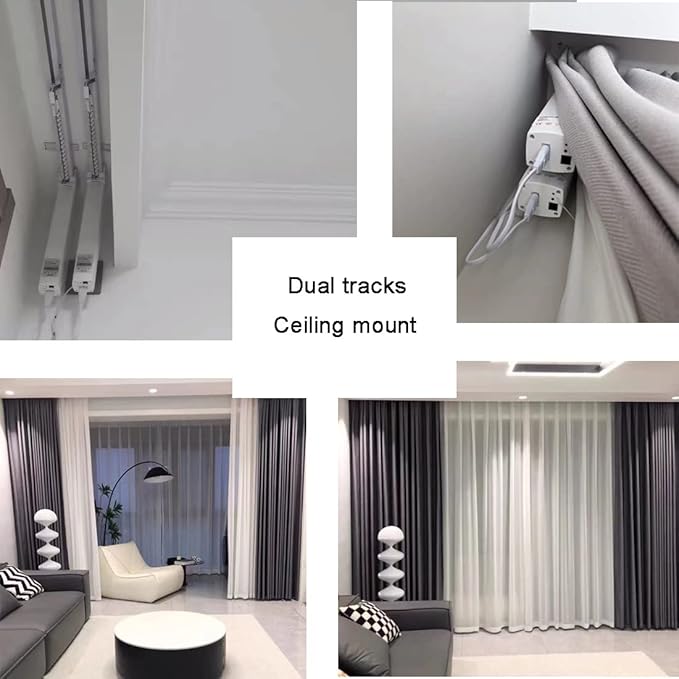 Electric Smart Curtains System, Automatic Curtain Opener, Motorized Curtains Rod with Remote, Compatible with Alexa/Google Home/Tuya App (Up to 244 inches)