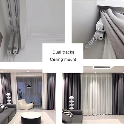 Electric Smart Curtains System, Automatic Curtain Opener, Motorized Curtains Rod with Remote, Compatible with Alexa/Google Home/Tuya App (Up to 244 inches)