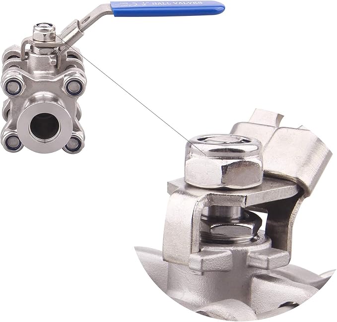 SHERICH Vacuum KF40 Ball Valve 304 Stainless Steel Clamp High Vacuum Fast Ball Valve Blue Handle With Locking Device (KF40)