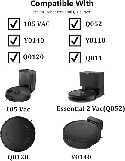 14 Pack Accessories Kit for iRobot Roomba Essential Series Q052-Vac2 105 Q0120 Y0140 Y0110 Q011 Robot Vacuum Cleaner,2 Roller Brush＆8 Side Brushes＆4 Hepa Filters (14 Packs)