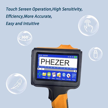 Phezer P19 Handheld Inkjet Printer for Any Surface, Portable 360° All-Round Coding Machine Print Height 2-12.7mm for Date/Time/Barcode/QR Code/Logo, with Cartridge(Anti-Slip Handle, Upgrade Version)