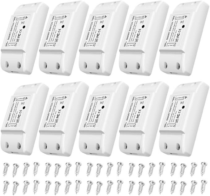 10A/2200W WiFi & BT Smart Remote Switch Module,DIY Smart Home Automation Timer Switch Module, Dual-Mode On/Off Device, Tuya APP Control,Compatible with Amazon Echo and Google Home