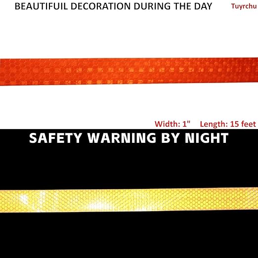 Orange Reflective Tape Outdoor Waterproof 1 inch, High Visibility Industrial Marking Tape, Safety Adhesive Stickers (15 feet)