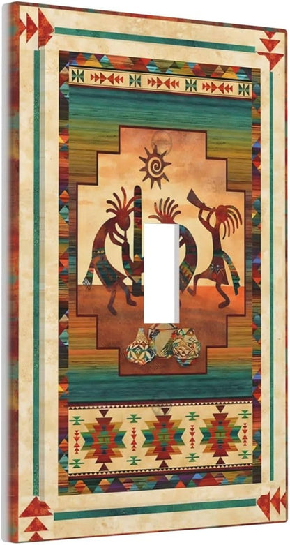 Decorative Light Switch Plate Covers Native American African Afro 1 Gang Light Switch Cover Plate Single Toggle Wall Plate Outlet Covers Faceplate for Home Bedroom Decor （2 Pack）